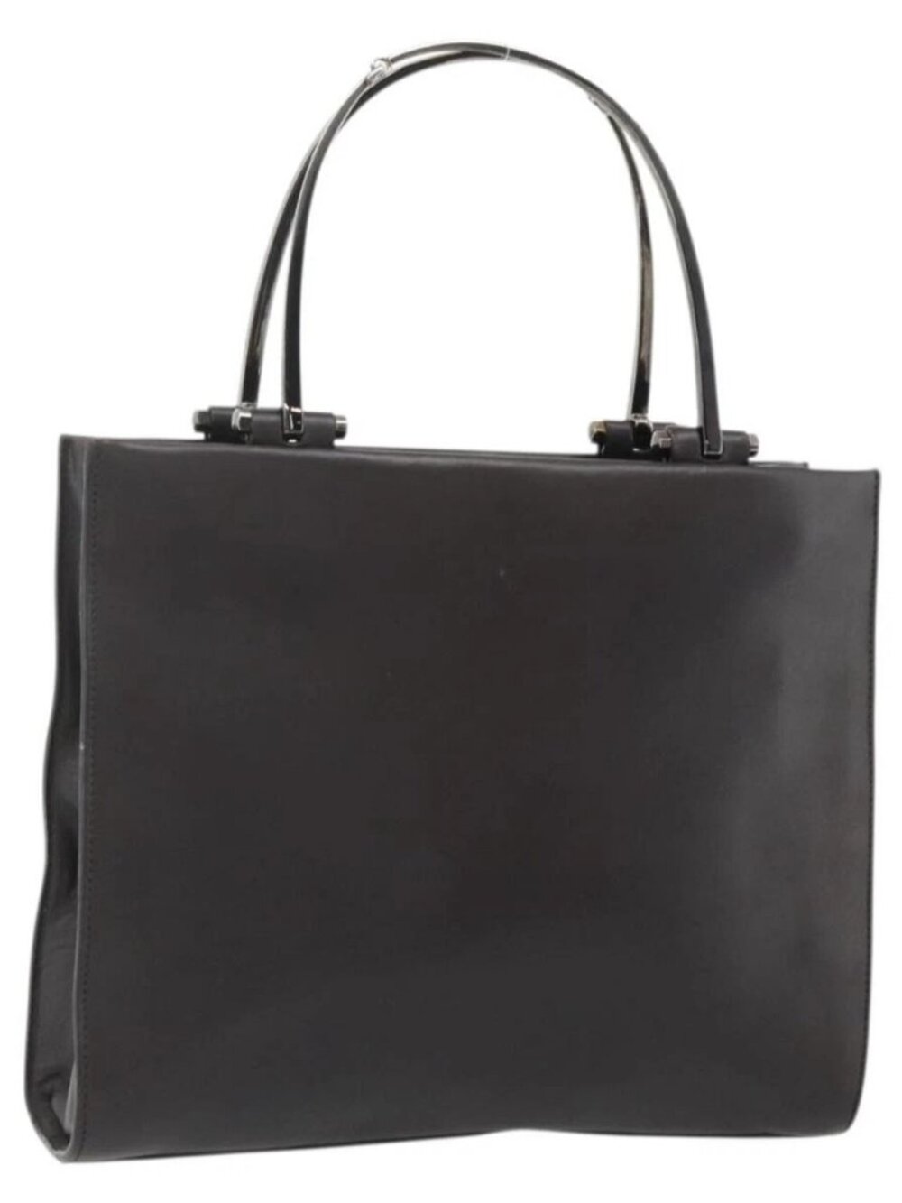GUCCI Hand Bag Leather Dark Brown Silver 002 1024 Auth BA12290